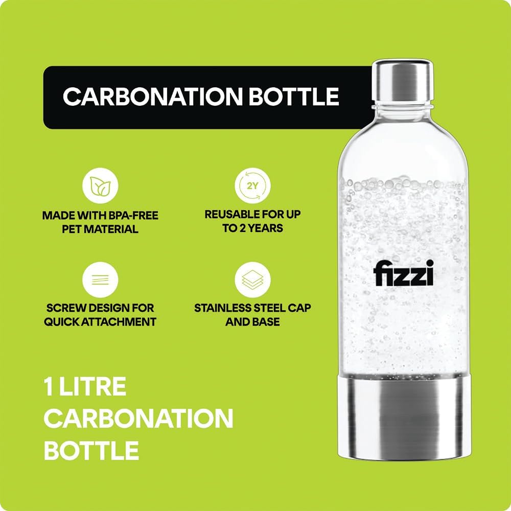 Nutricook FIZZI NC-FSM100 Sparkling Water Maker - 3 Fizz Levels, One-Touch