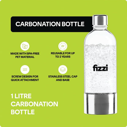 Nutricook FIZZI NC-FSM100 Sparkling Water Maker - 3 Fizz Levels, One-Touch