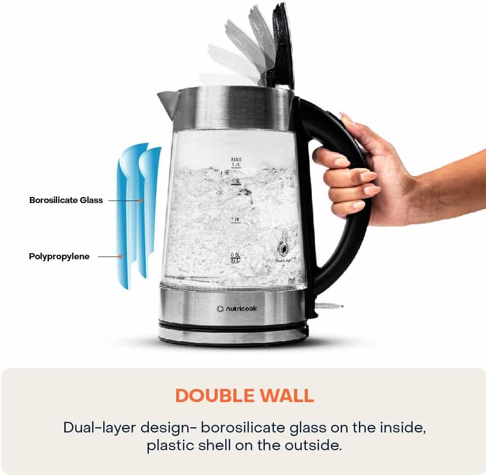 Nutricook Glass Kettle 2200W 1.7L Double wall GK100