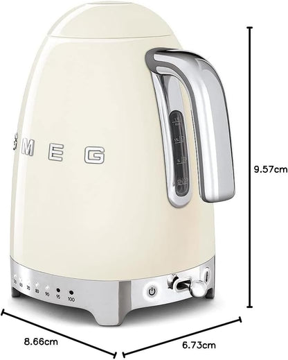 Smeg KLF04CRUK 50's Style Variable Temperature Kettle, 1.7L, Cream