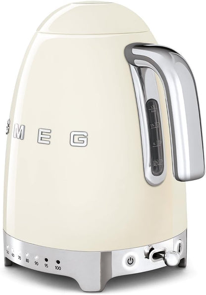 Smeg KLF04CRUK 50's Style Variable Temperature Kettle, 1.7L, Cream