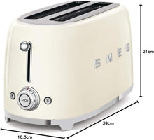 Smeg TSF02CRUK 50's Style 4-Slice Toaster, Cream