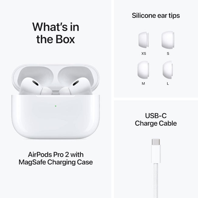Apple AirPods Pro (2nd Generation) Wireless Ear Buds with USB-C Charging, Up to 2X More Active Noise Cancelling Bluetooth Headphones, Transparency Mode, Adaptive Audio