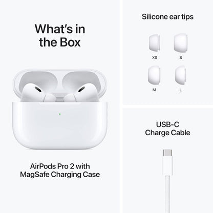 Apple AirPods Pro (2nd Generation) Wireless Ear Buds with USB-C Charging, Up to 2X More Active Noise Cancelling Bluetooth Headphones, Transparency Mode, Adaptive Audio
