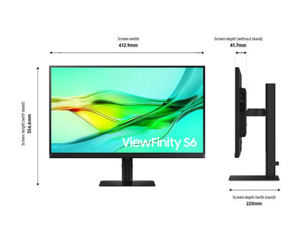 Samsung 27 Inch Monitor - 27" 100Hz ViewFinity S60UD, USB-C, QHD Monitor 27D600UAU