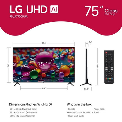LG 75 Inch Class LG UHD AI UA77 4K Smart TV 2025 75UA7700