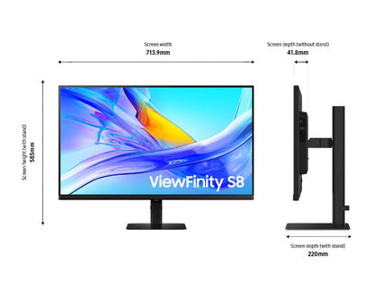 Samsung 27 Inch Monitor - 27" 60Hz ViewFinity S80UD, USB-C, UHD Monitor 27D800UAU