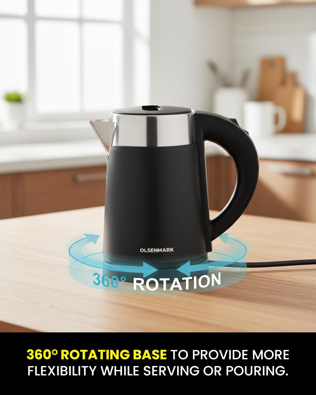 Olsenmark OMK7028 Double Layer Electric Kettle, 1.0L, 800W