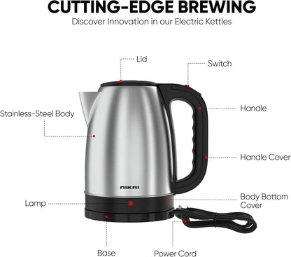 Nikai NK420A Stainless Steel Electric Kettle, 1.7L, 2200W