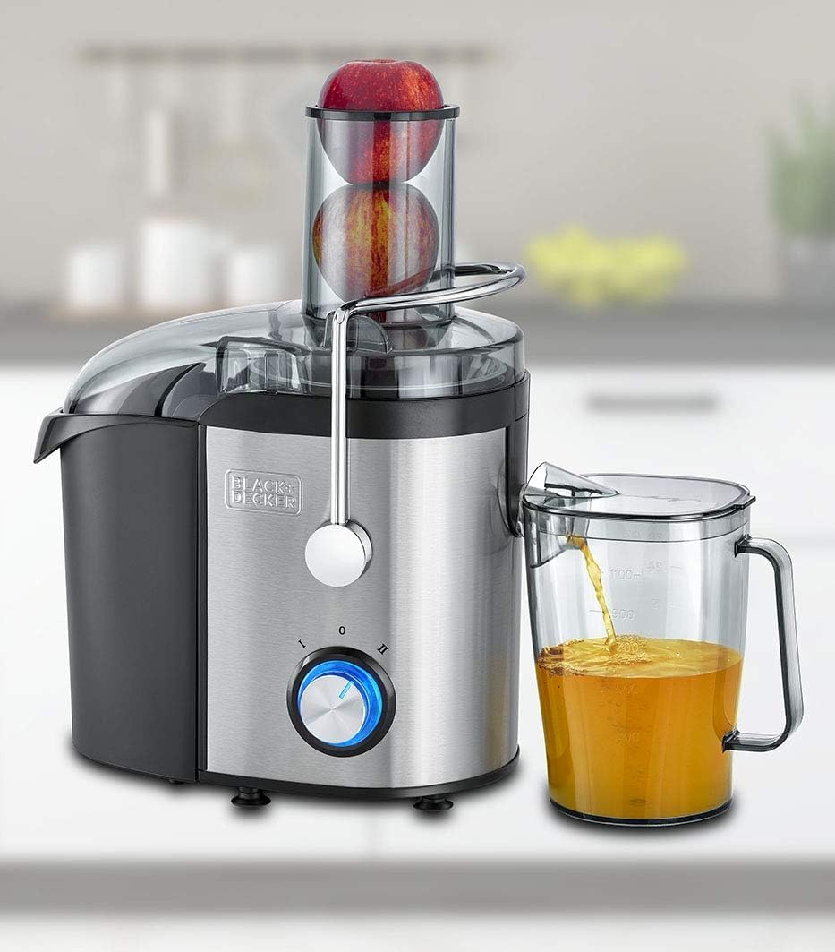 Black+Decker JE800-B5 Juice Extractor, 800W, XL Feeding Chute, Stainless Steel