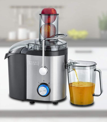 Black+Decker JE800-B5 Juice Extractor, 800W, XL Feeding Chute, Stainless Steel