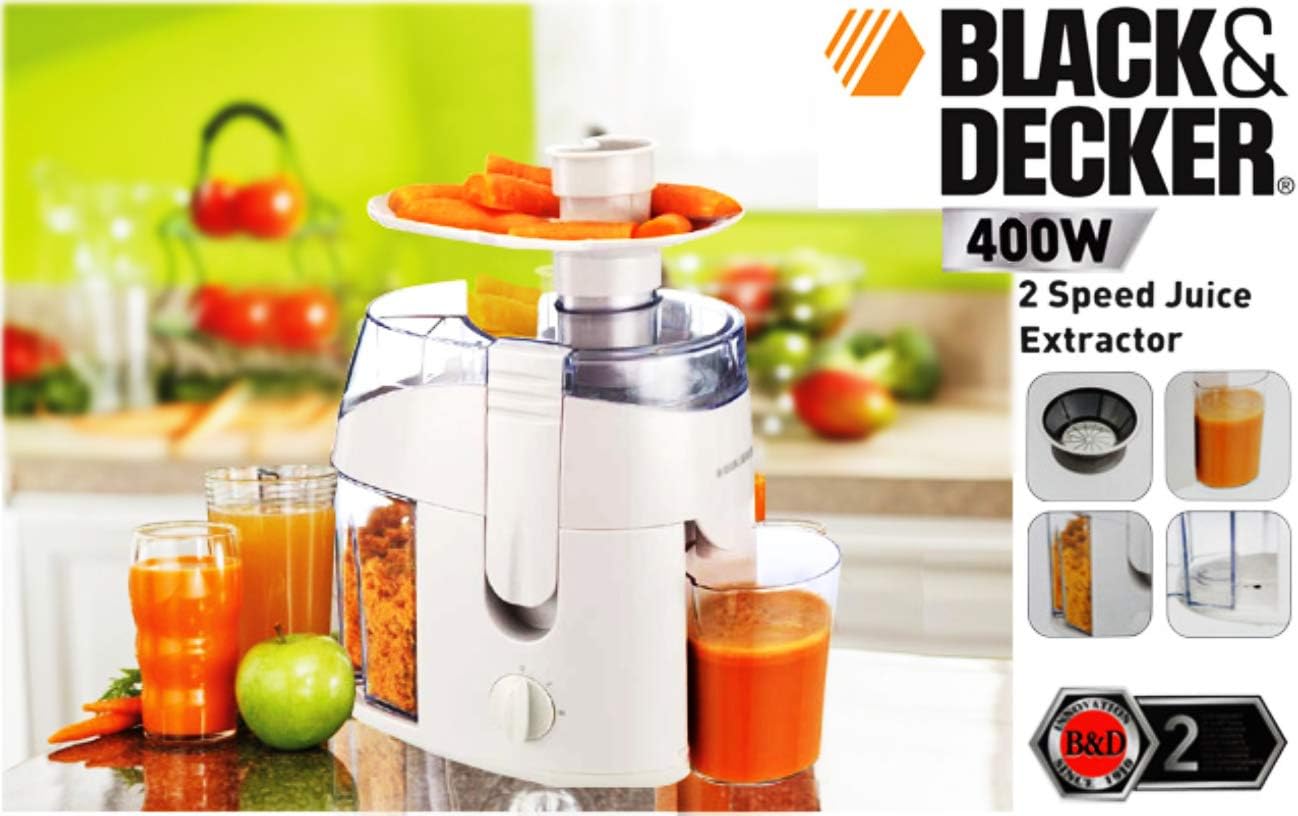 Black+Decker JE400-B5 400W Juice Extractor - Wide Feeding Chute, Stainless Steel Filter