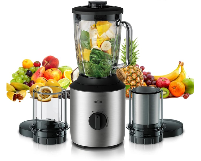 Braun PowerBlend 3 JB3273 Jug Blender, 800W, 1.5L, with Grinder & Chopper Mills