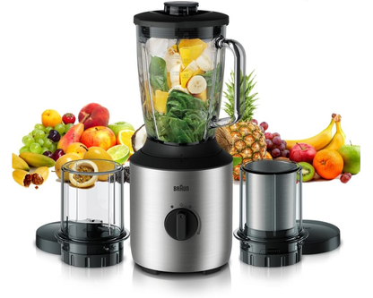 Braun PowerBlend 3 JB3273 Jug Blender, 800W, 1.5L, with Grinder & Chopper Mills