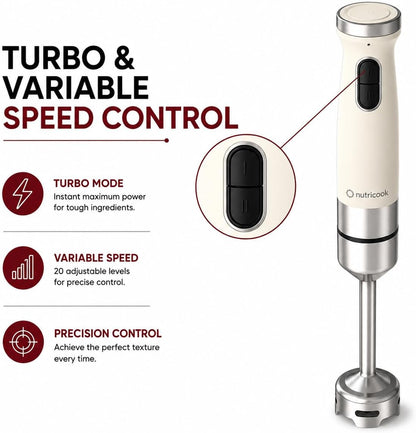 Nutricook Hand Blender HB150ME 1200W, 20 Speed + Turbo