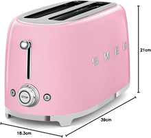 Smeg TSF02PKUK 4-Slice Retro Toaster - Pink, 1500W