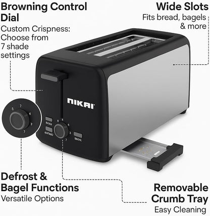 Nikai 4 Slice Toaster 7 Setting Browning Control Perfect Toast NBT666S1