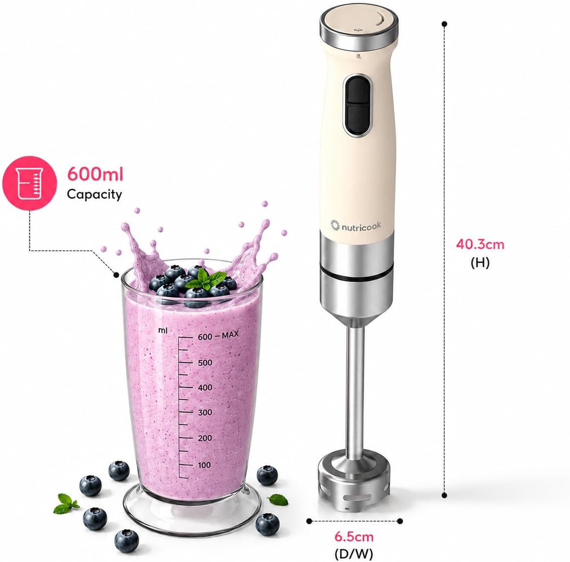 Nutricook Hand Blender HB150ME 1200W, 20 Speed + Turbo