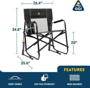 GCI Outdoor Freestyle Rocker XL Folding Chair Black 47010