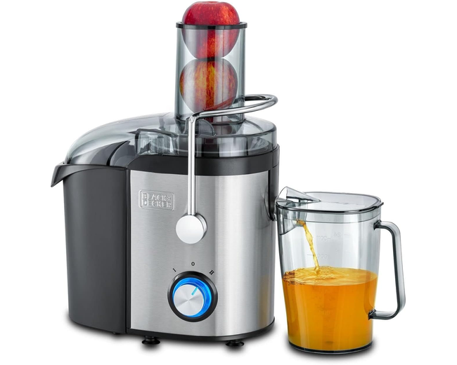 Black+Decker JE800-B5 Juice Extractor, 800W, XL Feeding Chute, Stainless Steel