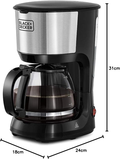 Black+Decker DCM750S-B5 10-Cup Coffee Maker - 750W with Glass Carafe