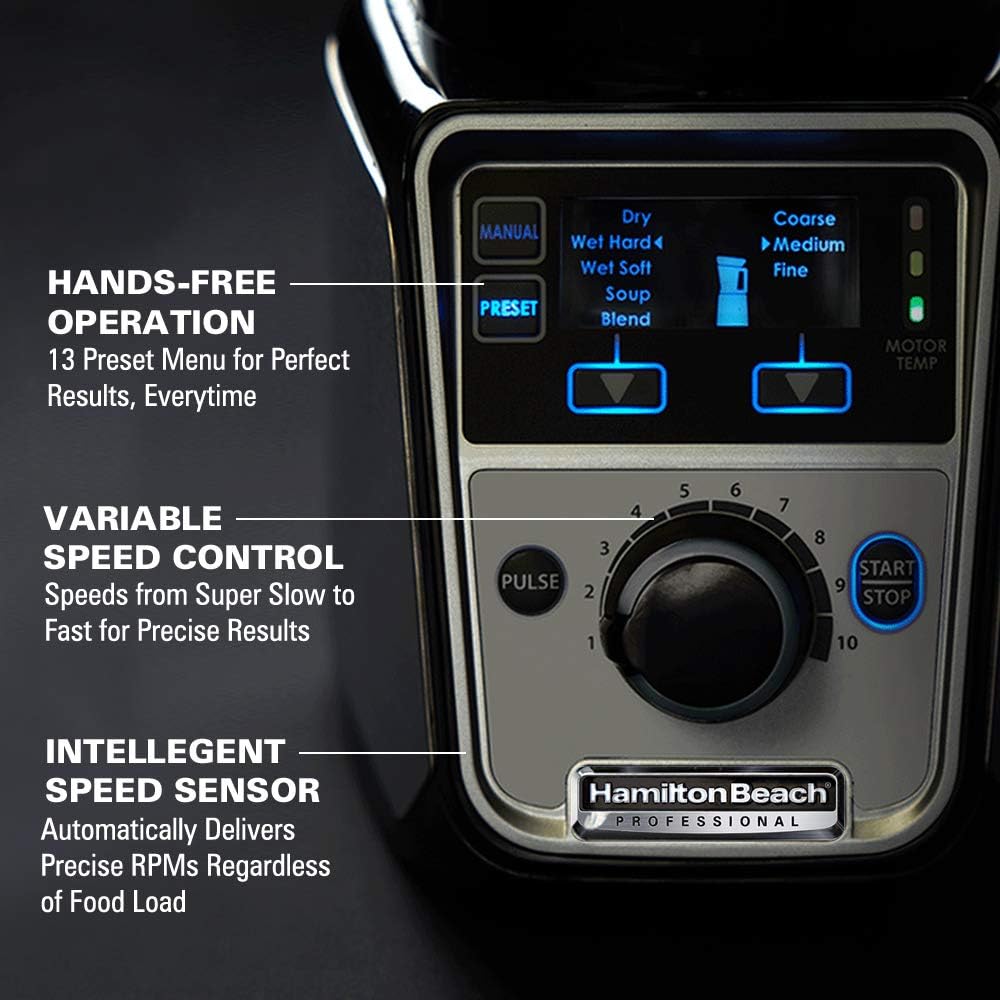 Hamilton Beach Professional Juicer Mixer Grinder 58770 3 Stainless Steel Leakproof Jars