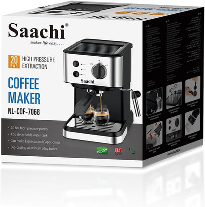 Saachi Coffee Maker NL-COF-7068-BK With 20 Bar High Pressure Pump