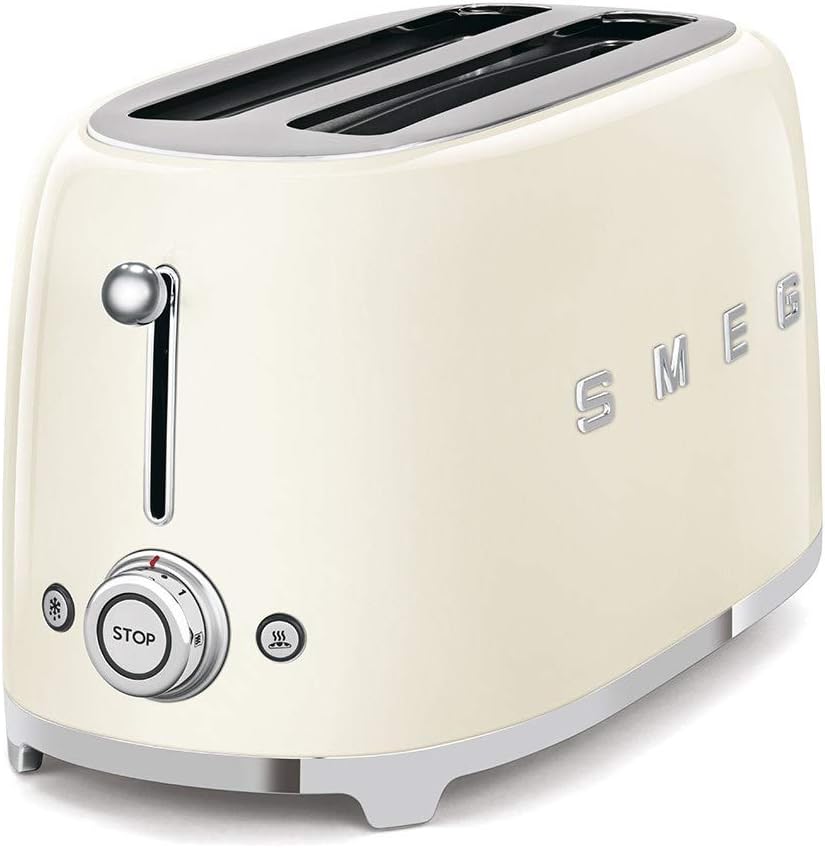 Smeg TSF02CRUK 50's Style 4-Slice Toaster, Cream