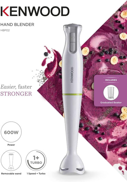 Kenwood HBP02 Hand Blender 600W with Graduated Beaker, Turbo Function