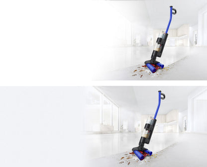 Dyson WashG1 wet floor cleaner cleaning a hard kitchen floor