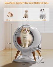 HoneyGuaridan Self Cleaning Automatic Cat Litter Box with App Control, 2 Roll Garbage Bags