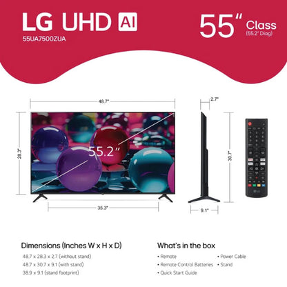 LG 55 Inch Class LG UHD AI UA75 4K Smart TV 2025 55UA7500