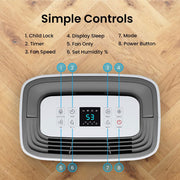 Pro Breeze 20L/Day Compressor Dehumidifier, Continuous Drainage, 24h Timer & Auto Defrost, Mould Remover & Moisture Absorber for Home Bathroom