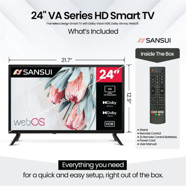 Sansui 24 Inch WebOS LED Smart TV with HDR, Dolby Vision S24TAHW