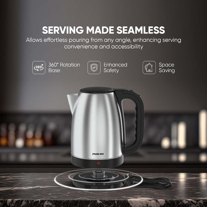 Nikai NK420A Stainless Steel Electric Kettle, 1.7L, 2200W