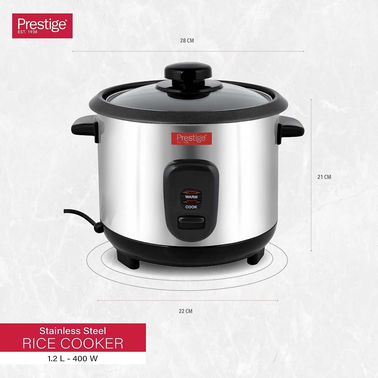 Prestige Rice Cooker 1.2 Ltr Stainless Steel Body PR7501