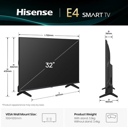 Hisense 32 Inch E4Q FHD VIDAA Smart TV 32E4Q