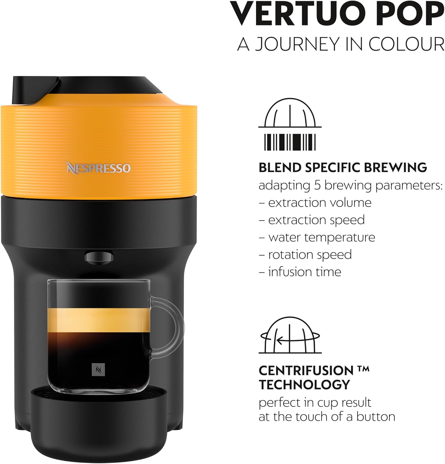 Nespresso Vertuo Pop Capsule Coffee Machine - Yellow