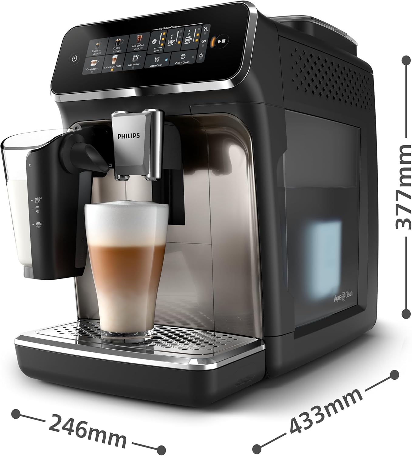 Philips Fully Automatic Espresso Machine Series 3300 EP3347/90 LatteGo Black Chrome