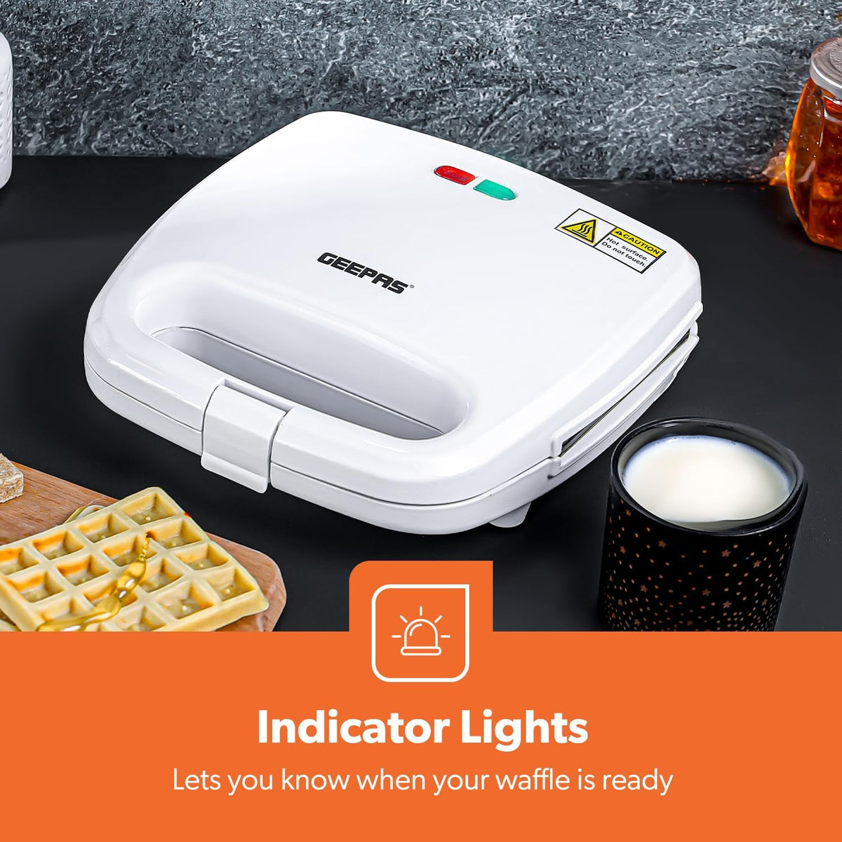 Geepas 2 Slice Waffle Maker GWM676