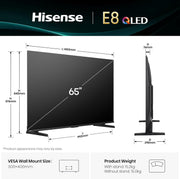 Hisense 65 Inch E8Q Mini-LED QLED 4K HDR Smart TV 65E8Q