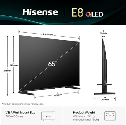 Hisense 65 Inch E8Q Mini-LED QLED 4K HDR Smart TV 65E8Q