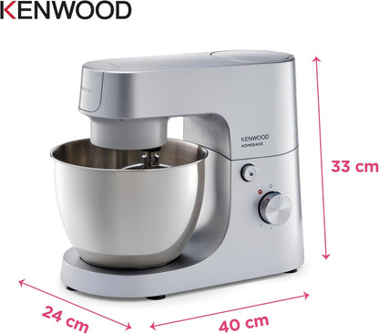 Kenwood HomeBake KHH01.000SI Stand Mixer - 5L Bowl, K-Beater, Whisk, Dough Hook