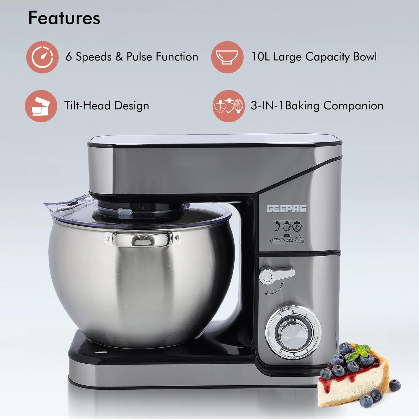 Geepas GSM43041 10L Kitchen Machine Stand Mixer