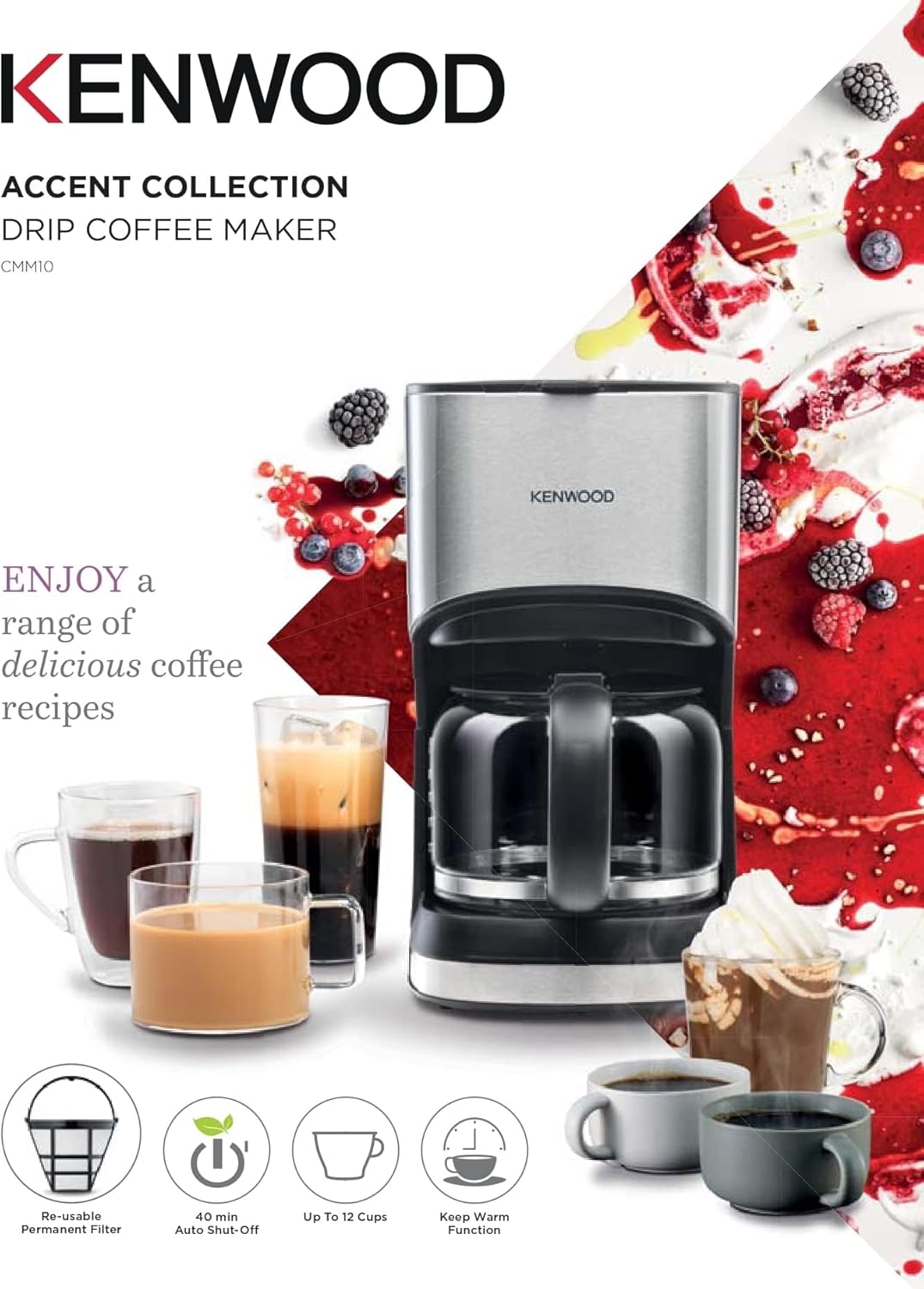 Kenwood CMM10 Drip Coffee Machine 12 Cup Coffee Maker