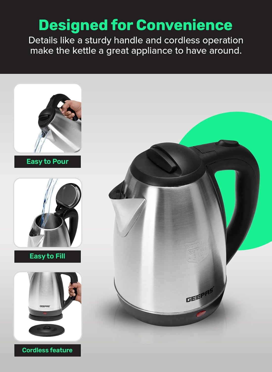 Geepas Stainless Steel Electric Kettle GK5454