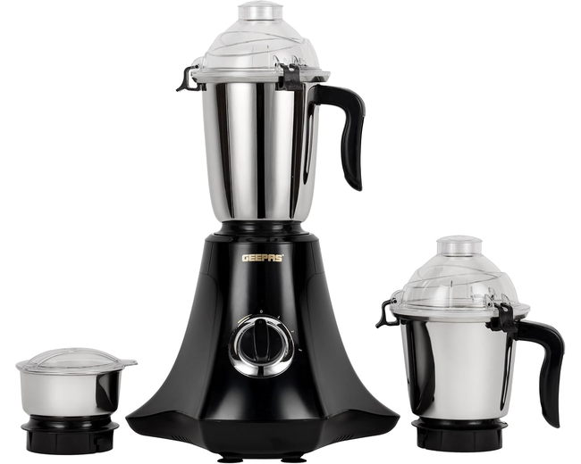 Geepas GSB44067 3-in-1 Mixer Grinder 750W - Stainless Steel Jars, 3 Speed
