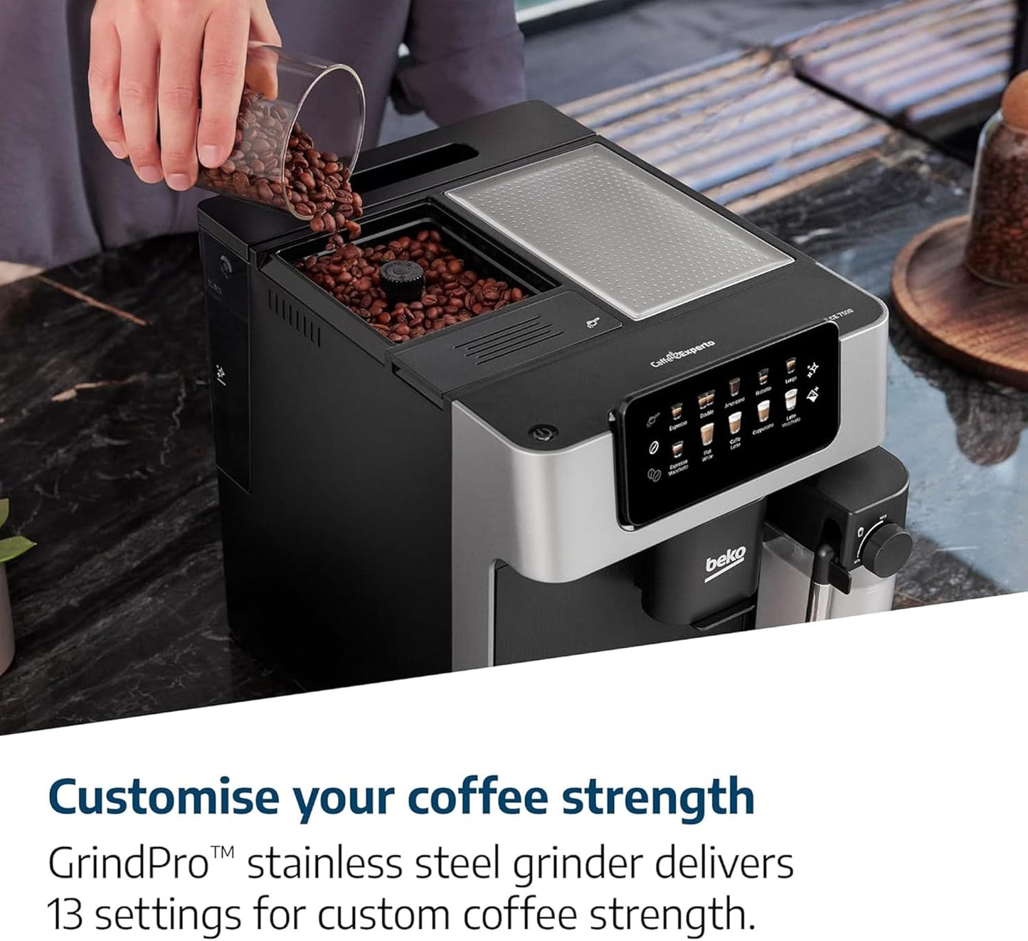 Beko CaffeExperto CEG7304X Bean to Cup Fully Automatic Espresso Machine, Integrated Milk Jug