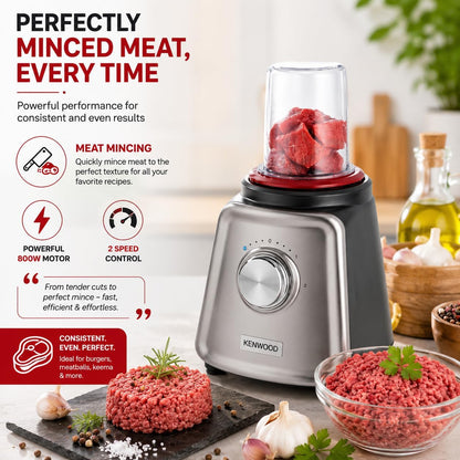 Kenwood Glass Blender BLP44.270SS 800W Smoothie Blender/Smoothie Maker 1.5L