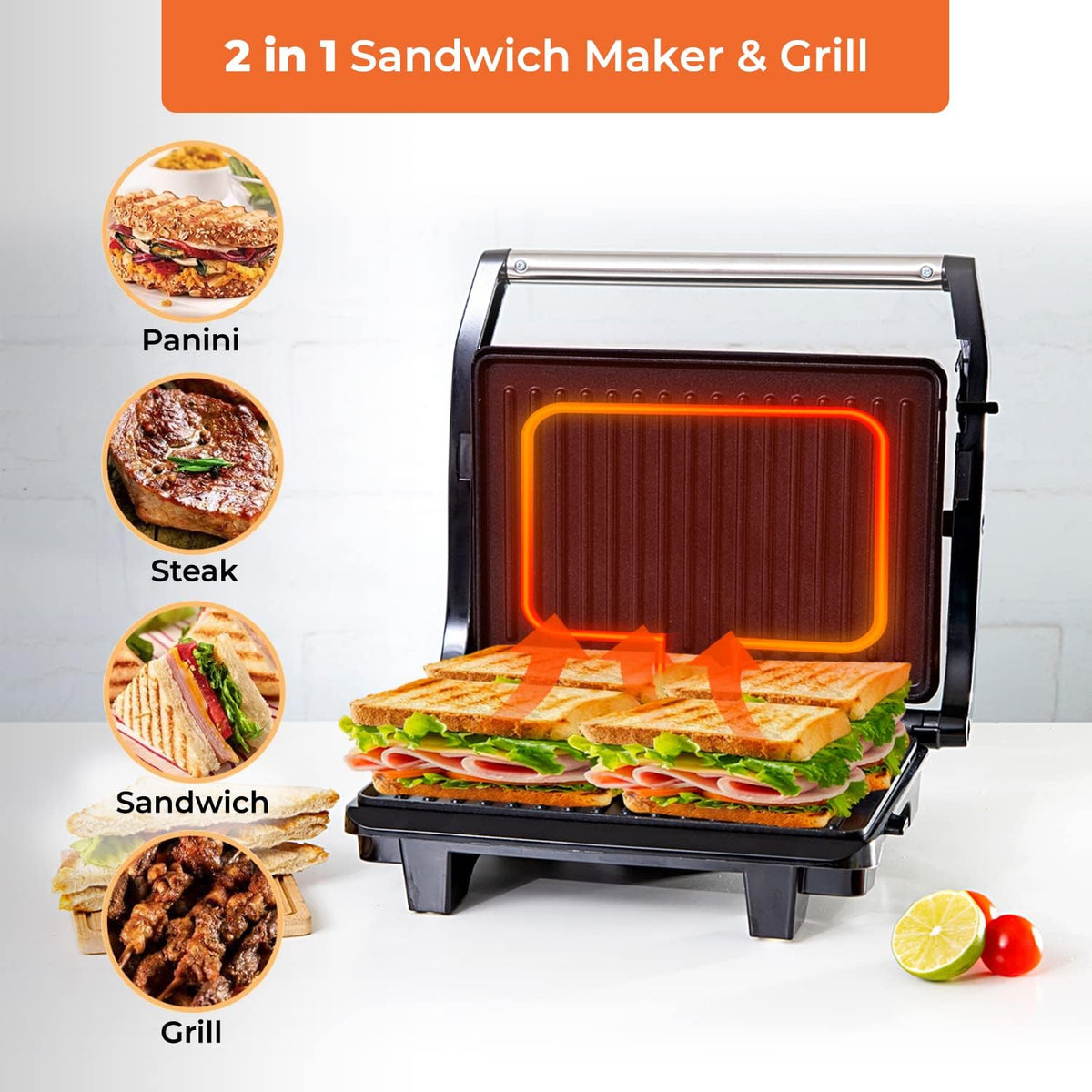 Geepas Stainless Steel Grill Maker GGM5394